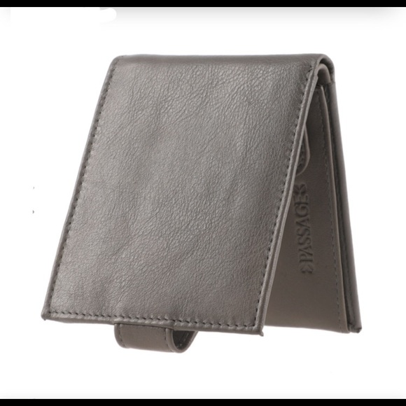 Bags Gray Genuine Leather Rfid Bifold Mens Wallet With Snap Closure